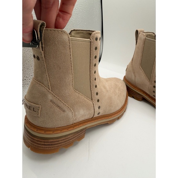 Sorel Lennox Chelsea Waterproof Suede Boots Ancient Fossil NL3698-251 Womens 8.5 - Picture 3 of 7